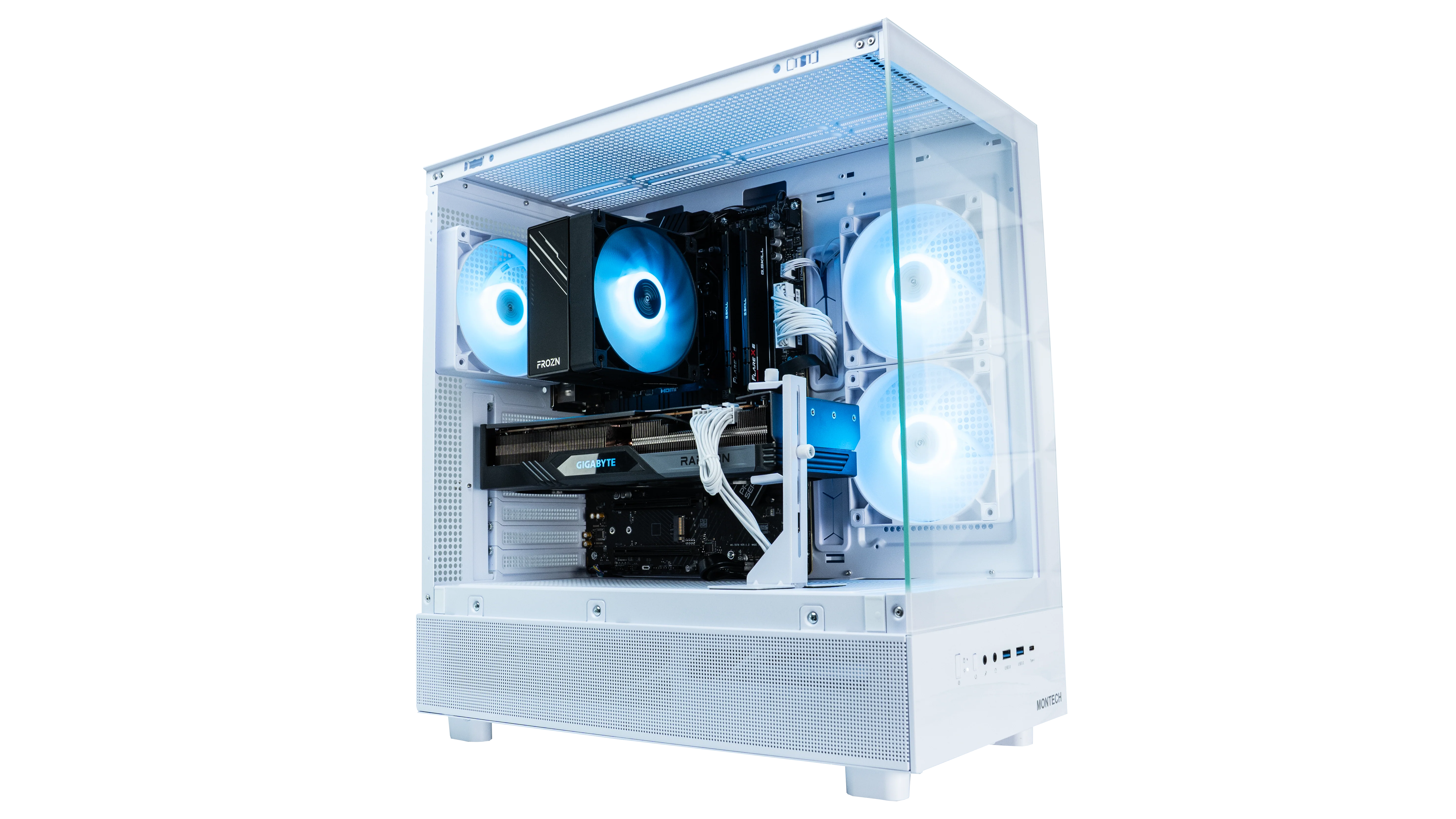 White and Blue Mid Range Gaming PC
